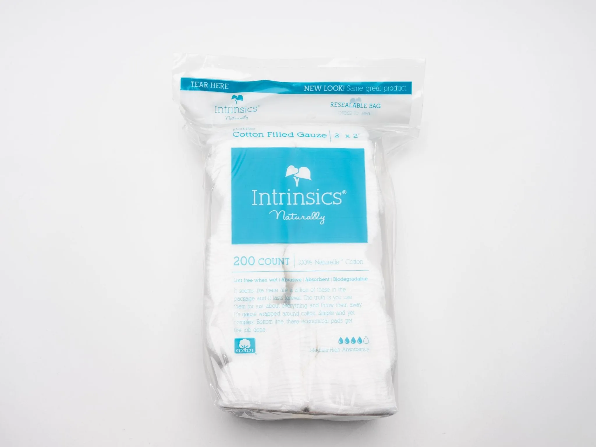 2" x 2" cotton-filled gauze pads in a package of 200