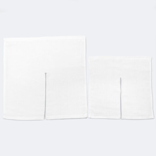 Large and regular Baby Face Cloths that are split for ease of breathing with nose or mouth.