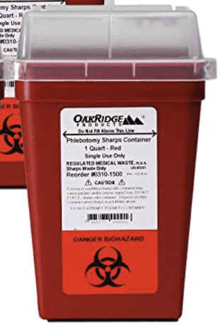 A shatter-proof and puncture-resistant container for safe disposal of used dermaplaning blades. Made by Oak Ridge Products.