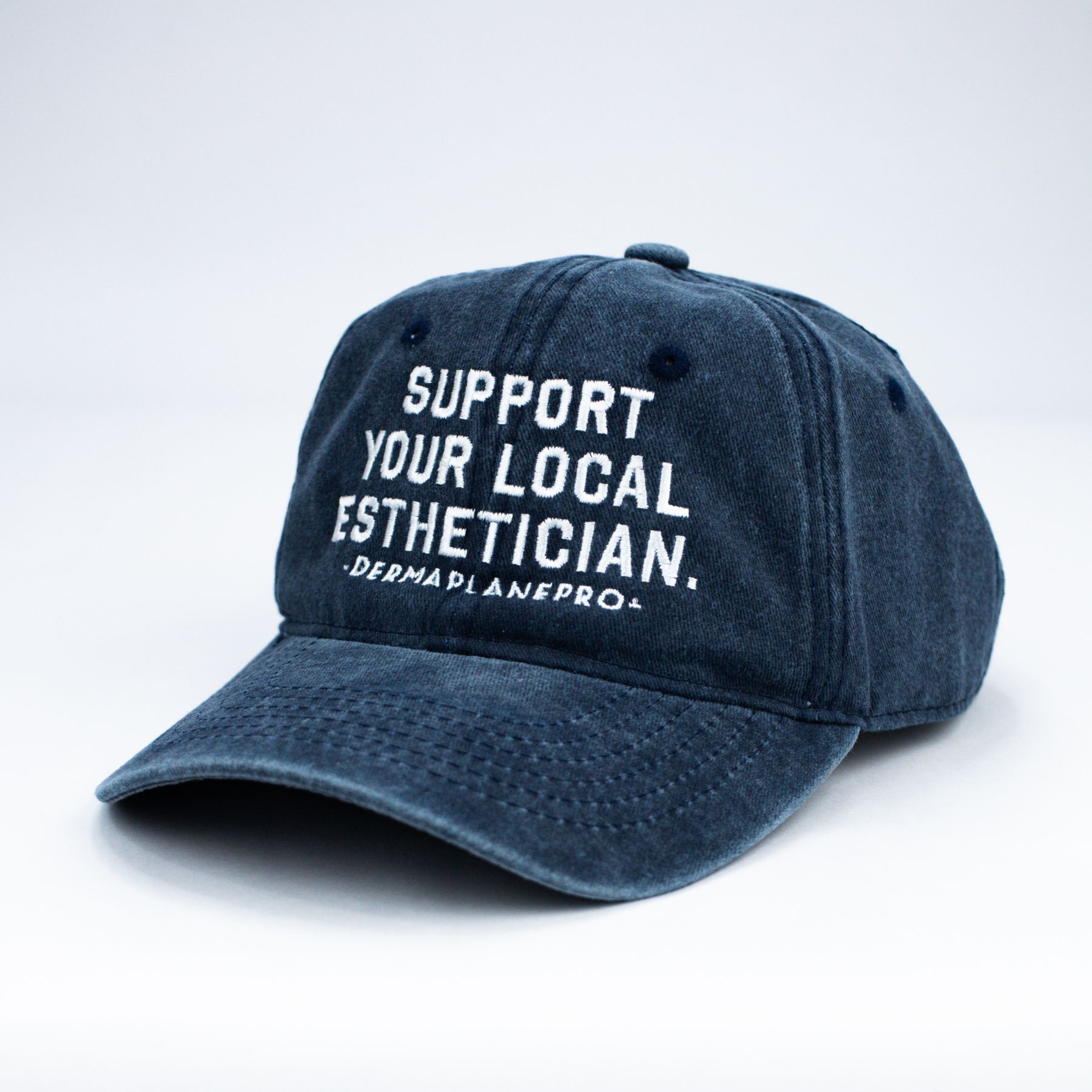 DermaplanePro hat Support Your Local Esthetician. Distressed blue