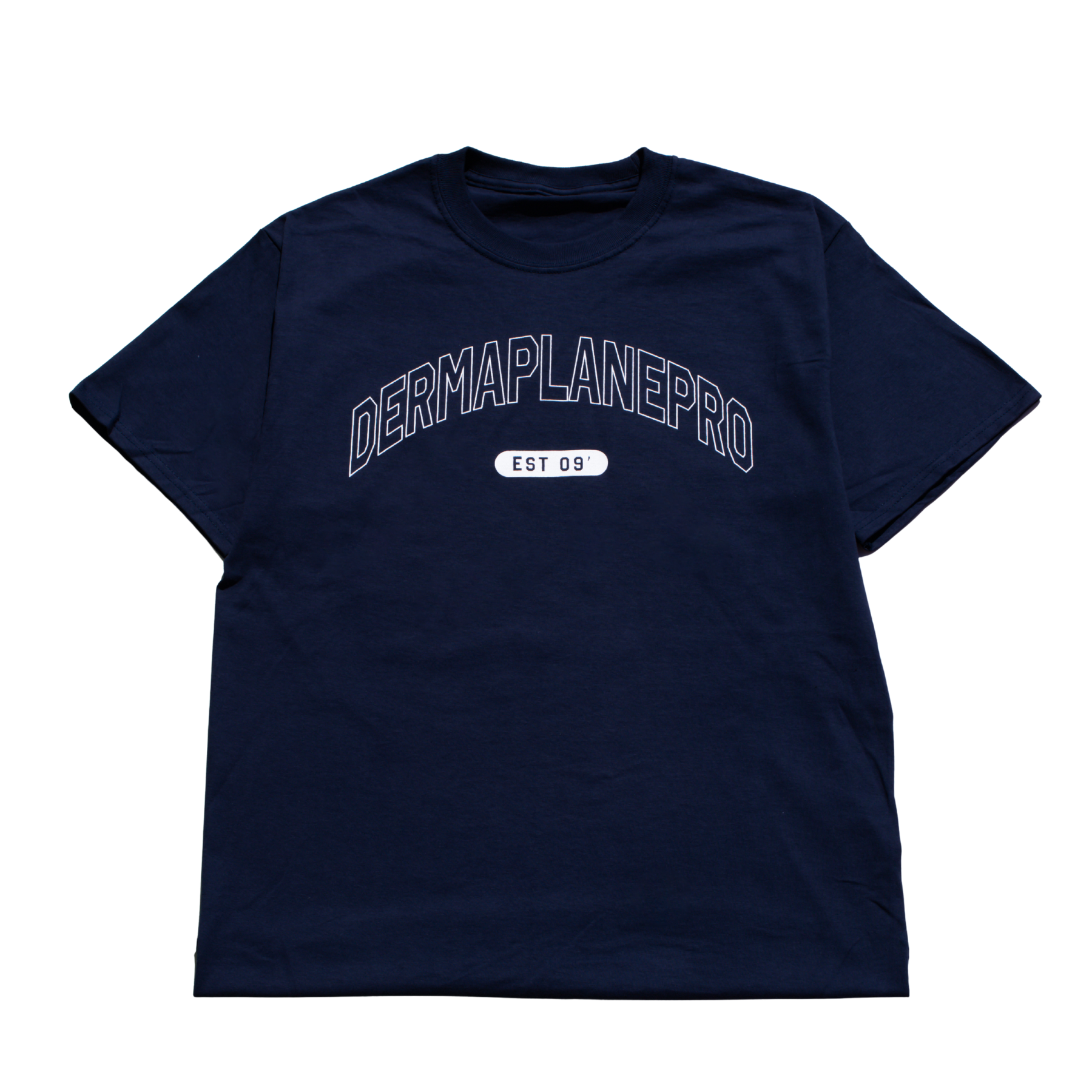 DermaplanePro est. '09 university tshirt navy blue